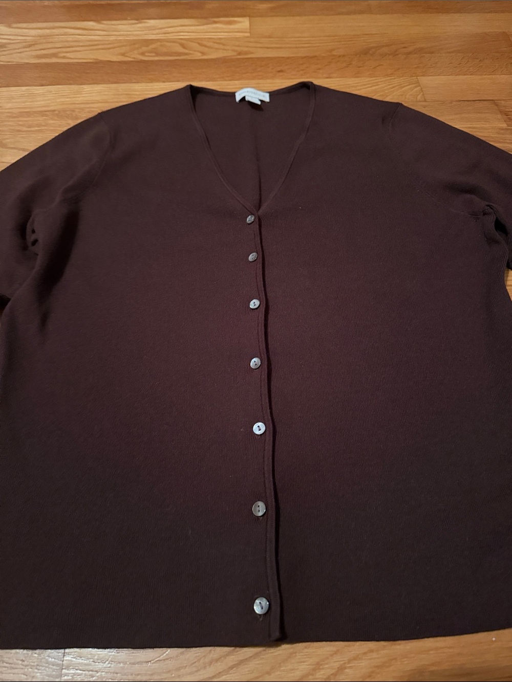 Charter Club Dark Brown Button-Front V-Neck Cardigan - Picture 4 of 10